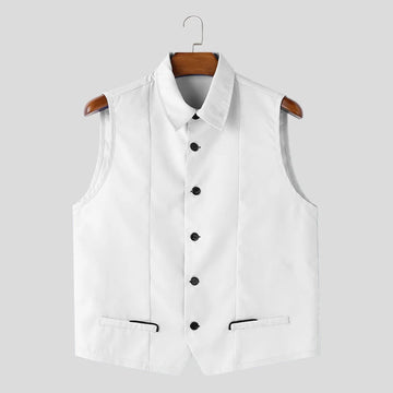 AIDASE  -  Tops American Style Fashion New Men's Solid Vests Casual Clubwear Hot Sale Male Lapel Collar Design Tank Tops S-5XL aidase-shop